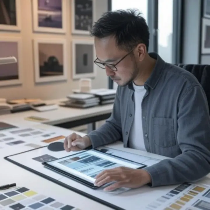 Kreatív design munkafolyamat egy ügynökségi irodában