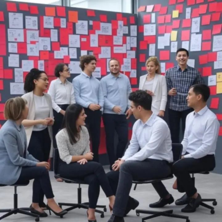 Kreatív csapat brainstorming közben kampányvizuálokon dolgozik